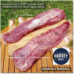 Beef Eye Fillet Mignon Has Dalam Tenderloin AGED BY GOODWINS 3-4 weeks STEER (young cattle) Australia HARVEY frozen 1/3 WELLINGTON cuts (price/pc 1kg)